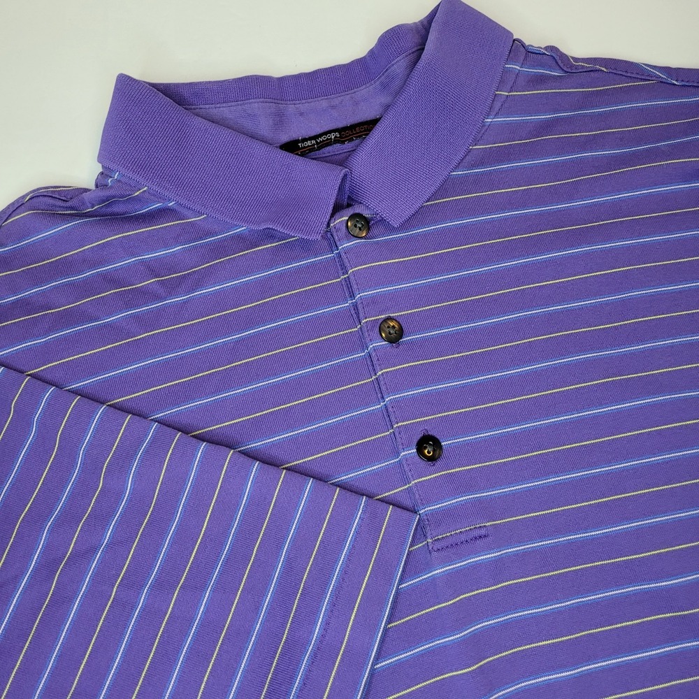 Nike Tiger Woods Men's Fit Dry Polo Golf Shirt Size XL Purple/White/Yellow